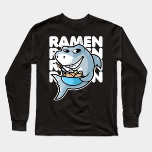 Shark Ramen Bowl Kawaii Neko Anime Japanese Noodles product Long Sleeve T-Shirt